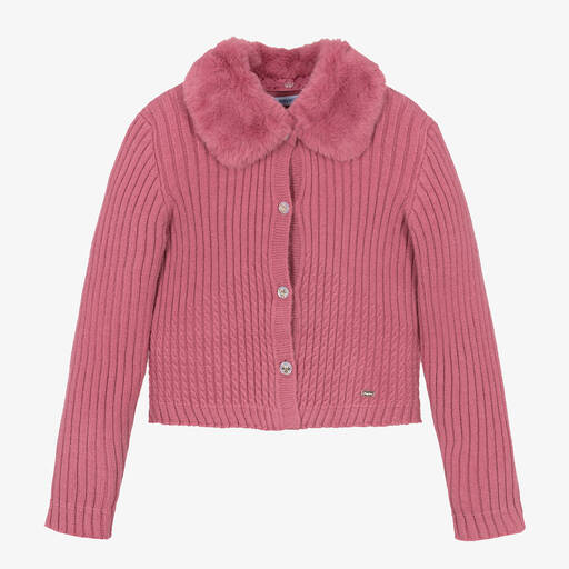Mayoral-Girls Pink Knitted Cardigan | Childrensalon Outlet