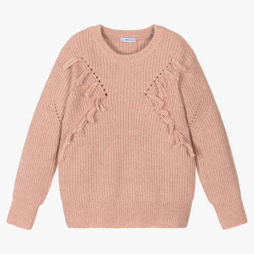 Mayoral-Girls Pink Knitted Sweater | Childrensalon Outlet
