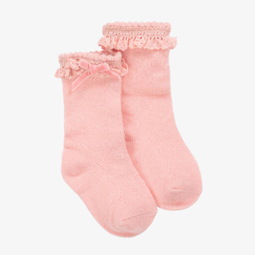 Mayoral Для новорожденных-Girls Pink Lace Frilled Socks | Childrensalon Outlet