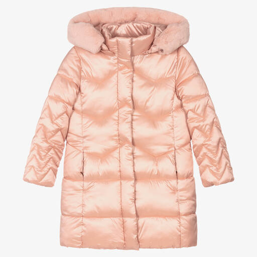 Mayoral-Длинный розовый пуховик для девочек | Childrensalon Outlet