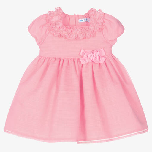 Mayoral-Розовое платье из органзы для девочек | Childrensalon Outlet