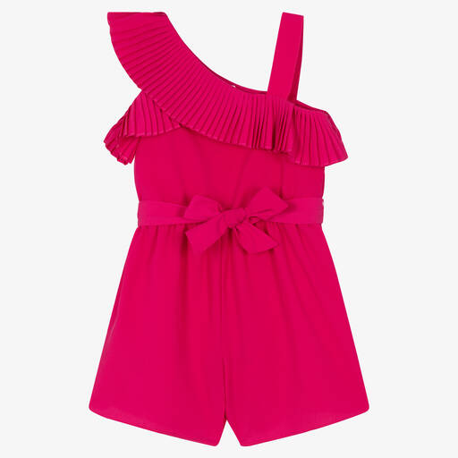 Mayoral-Girls Pink Pleated Asymmetrical Playsuit | Childrensalon Outlet