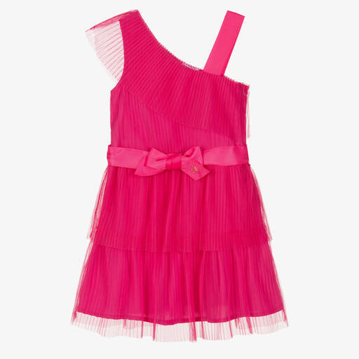 Mayoral-Girls Pink Pleated Tulle Dress | Childrensalon Outlet