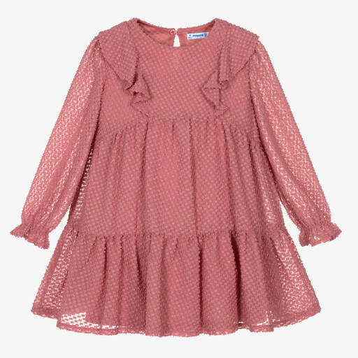 Mayoral-Розовое платье из шифона плюмети | Childrensalon Outlet