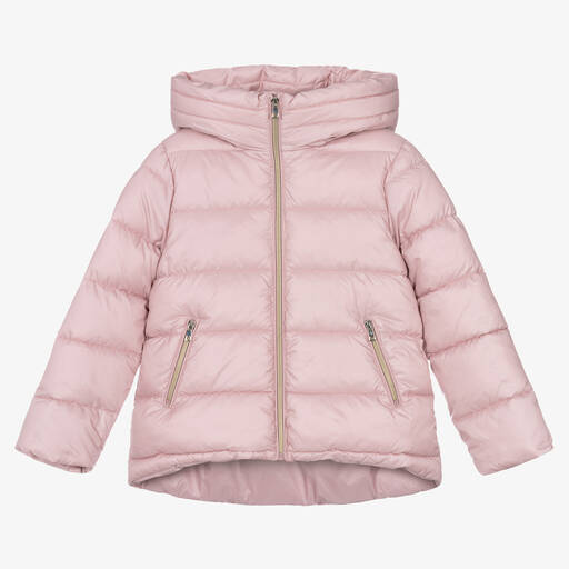 Mayoral-Girls Pink Puffer Hooded Jacket | Childrensalon Outlet
