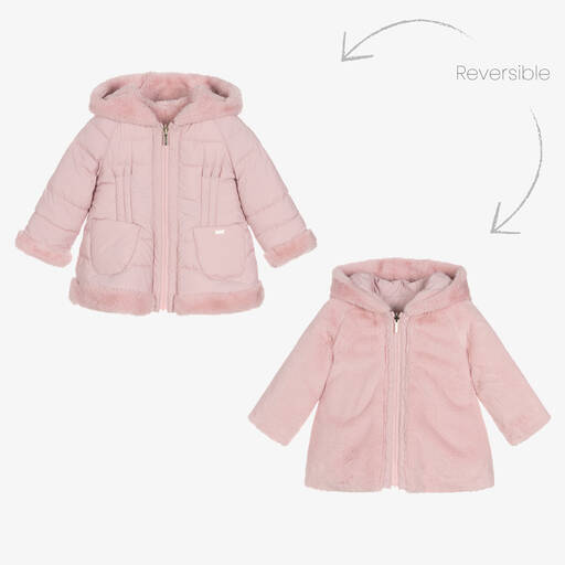 Mayoral-Girls Pink Reversible Coat | Childrensalon Outlet