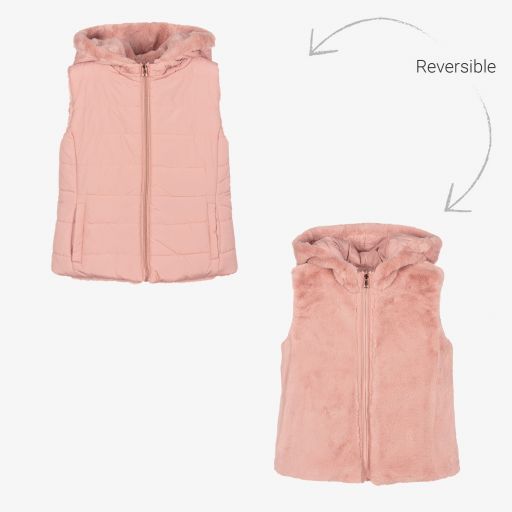 Mayoral-Girls Pink Reversible Gilet  | Childrensalon Outlet