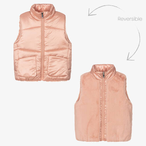 Mayoral-Girls Pink Reversible Gilet | Childrensalon Outlet