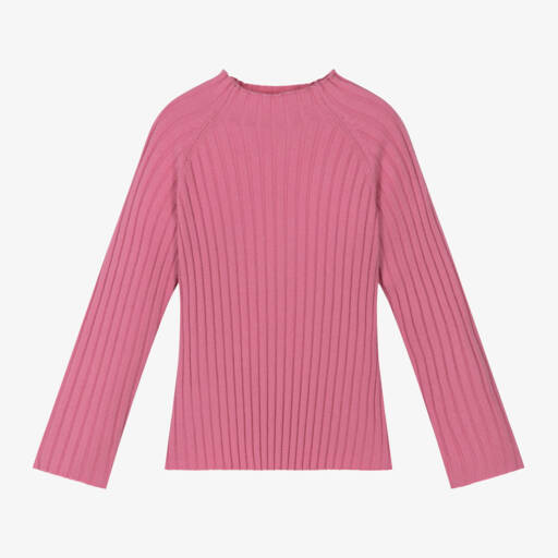 Mayoral-Girls Pink Ribbed Roll Neck | Childrensalon Outlet