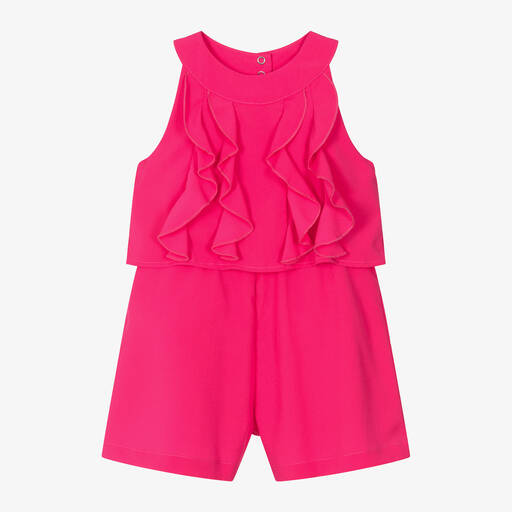 Mayoral-Girls Pink Ruffled Crêpe Playsuit | Childrensalon Outlet