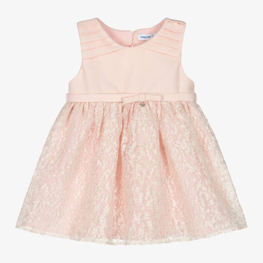 Mayoral-Girls Pink Sleeveless Organza Dress | Childrensalon Outlet