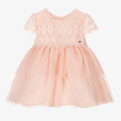 Mayoral-Girls Pink Sparkly Lace & Tulle Dress | Childrensalon Outlet