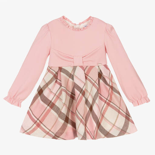 Mayoral-Girls Pink Tartan Check Dress | Childrensalon Outlet