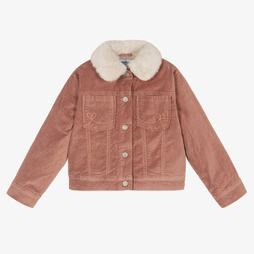 Mayoral-Girls Pink Velvet Jacket | Childrensalon Outlet