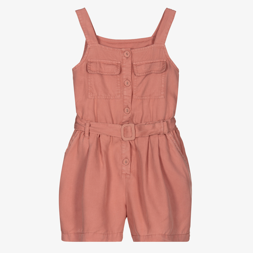 Mayoral-Girls Pink Viscose Playsuit | Childrensalon Outlet
