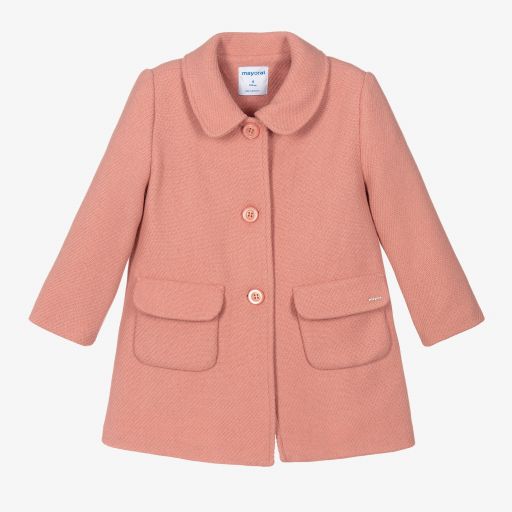Mayoral-Розовое шерстяное пальто для девочек | Childrensalon Outlet