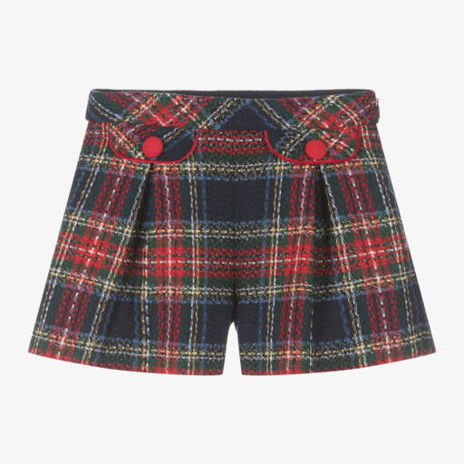 Mayoral-Girls Plaid Tweed Shorts in Blue | Childrensalon Outlet