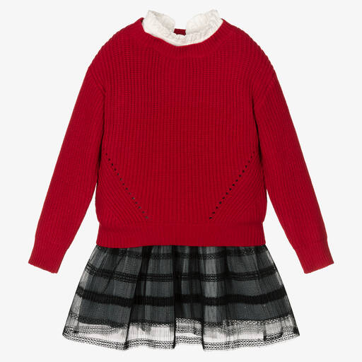Mayoral-Girls Red & Black Dress Set | Childrensalon Outlet