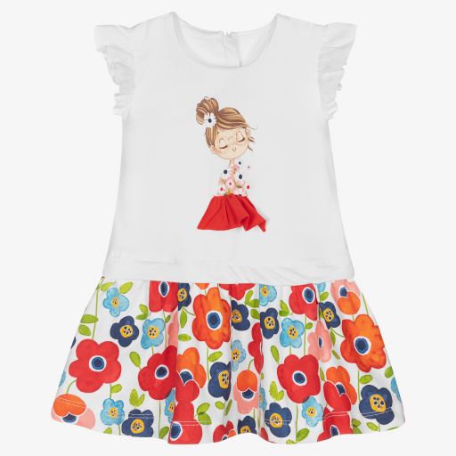 Mayoral-Girls Red Cotton Floral Dress | Childrensalon Outlet