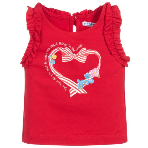 Mayoral-Girls Red Cotton T-Shirt | Childrensalon Outlet