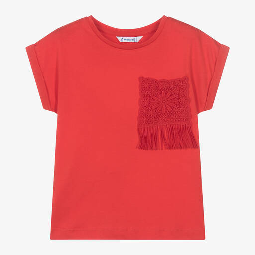 Mayoral-Girls Red Cotton T-Shirt | Childrensalon Outlet