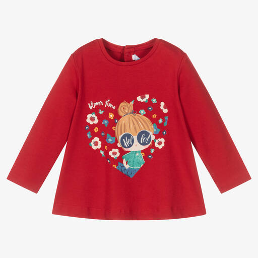 Mayoral-Girls Red Cotton Top | Childrensalon Outlet