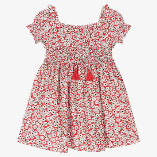 Mayoral-Красное хлопковое платье в цветочек | Childrensalon Outlet