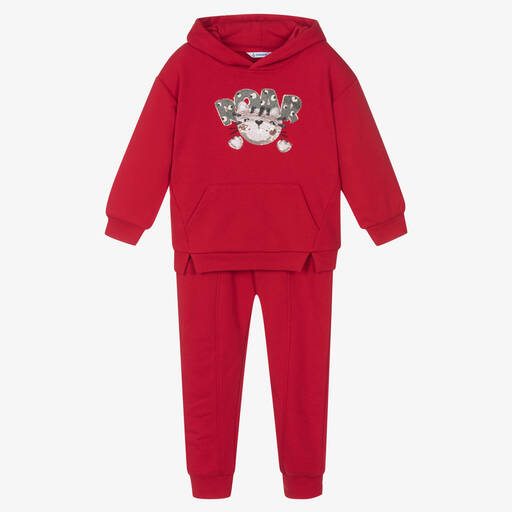 Mayoral-Girls Red Hoodie Tracksuit | Childrensalon Outlet