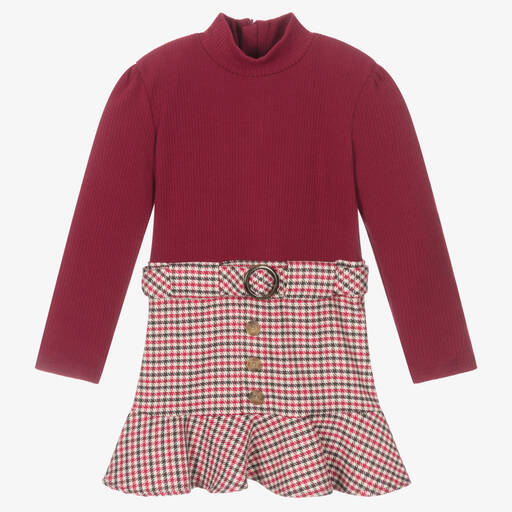 Mayoral-Girls Red Houndstooth Dress | Childrensalon Outlet