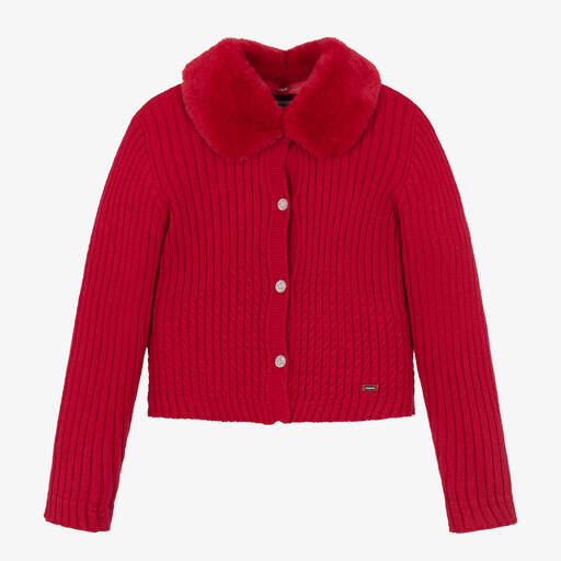 Mayoral-Girls Red Knitted Cardigan | Childrensalon Outlet