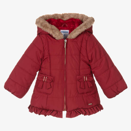 Mayoral-Girls Red Puffer Coat | Childrensalon Outlet