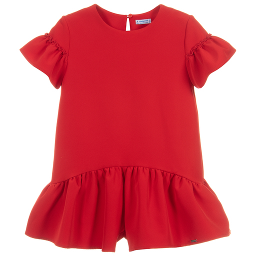 Mayoral-Girls Red Ruffle Playsuit | Childrensalon Outlet