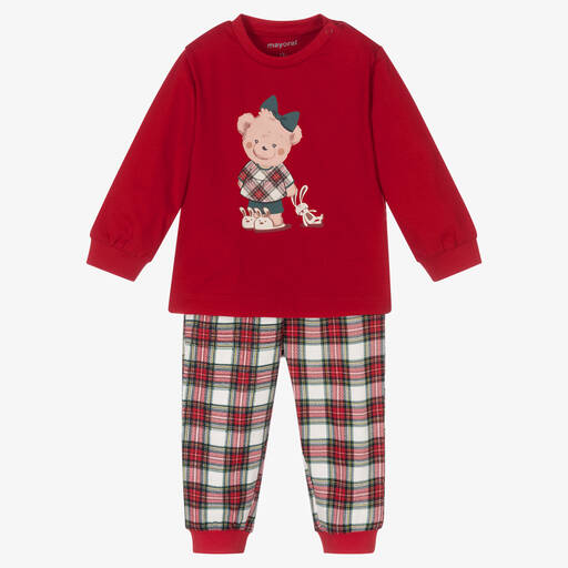 Mayoral-Girls Red Tartan Pyjamas | Childrensalon Outlet