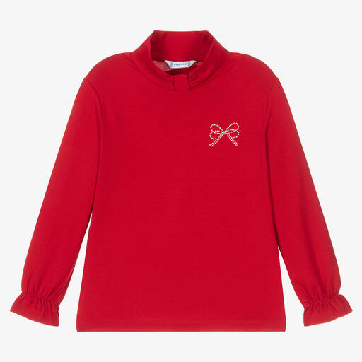 Mayoral-Girls Red Turtle Neck Top | Childrensalon Outlet