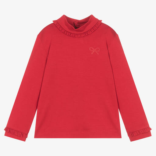 Mayoral-Girls Red Viscose Frilled Top | Childrensalon Outlet