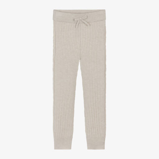 Mayoral-Girls Ribbed Viscose Beige Trousers | Childrensalon Outlet