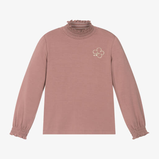 Mayoral-Girls Ruched Pink Jersey Top | Childrensalon Outlet