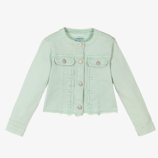 Mayoral-Светло-зеленая джинсовая куртка для девочек | Childrensalon Outlet