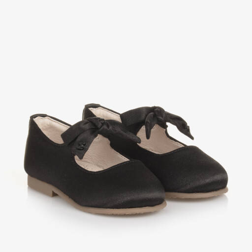 Mayoral-Girls Satin Black Bow Pumps | Childrensalon Outlet