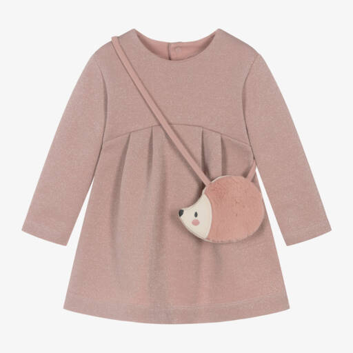 Mayoral-Girls Shimmering Pink Dress Ensemble | Childrensalon Outlet