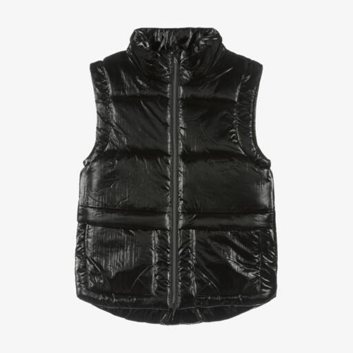 Mayoral-Girls Shiny Black Quilted Vest | Childrensalon Outlet