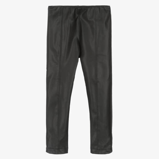 Mayoral-Girls Sleek Black Leatherette Leggings | Childrensalon Outlet