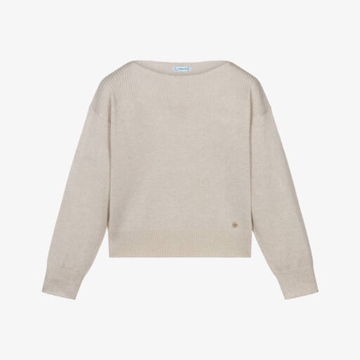 Mayoral-Girls Soft Beige Knit Pullover | Childrensalon Outlet