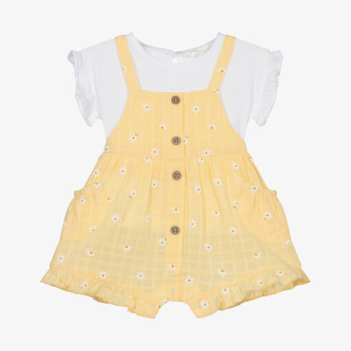 Mayoral Newborn-Girls Sunny Cotton Dungaree Outfit | Childrensalon Outlet