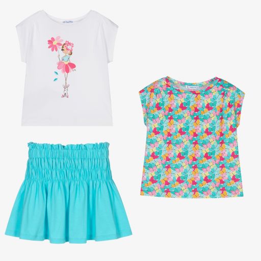 Mayoral-Комплект с футболками и юбкой для девочек | Childrensalon Outlet