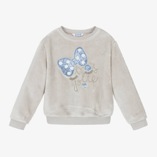 Mayoral-Girls Taupe Fleece Sweatshirt | Childrensalon Outlet