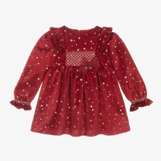Mayoral-Girls Velour Starry Red Dress | Childrensalon Outlet