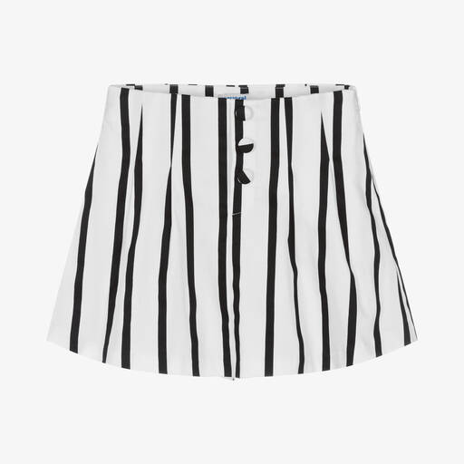 Mayoral-Girls White & Black Stripe Cotton Skort | Childrensalon Outlet