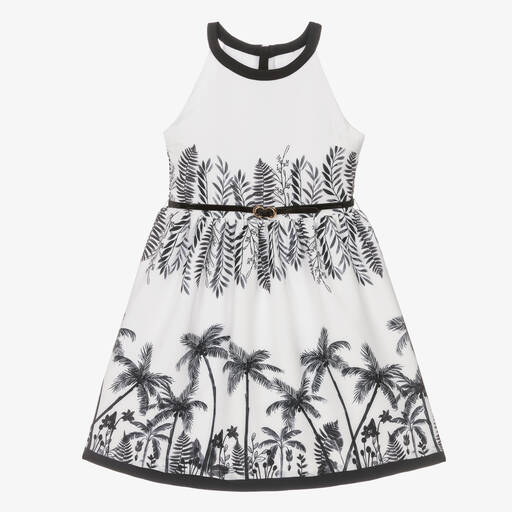 Mayoral-Kleid mit Tropen-Print weiß/schwarz | Childrensalon Outlet