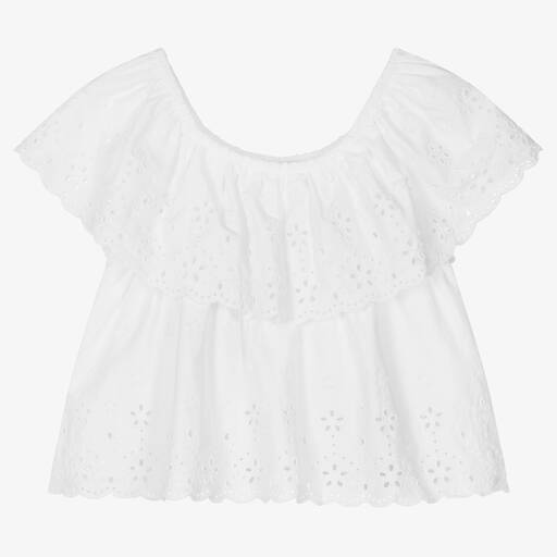 Mayoral-Белая блузка с вышивкой английской гладью | Childrensalon Outlet